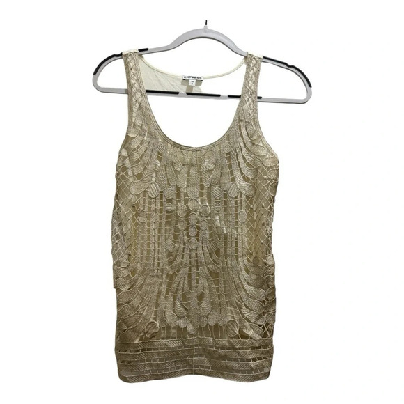 Champagne Glitter Crochet Express Tank - Picture 2 of 5